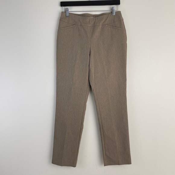 Talbots Factory Petites Pants Women's 8p Pull On Rayon Flat Front Tan Career - Picture 1 of 10